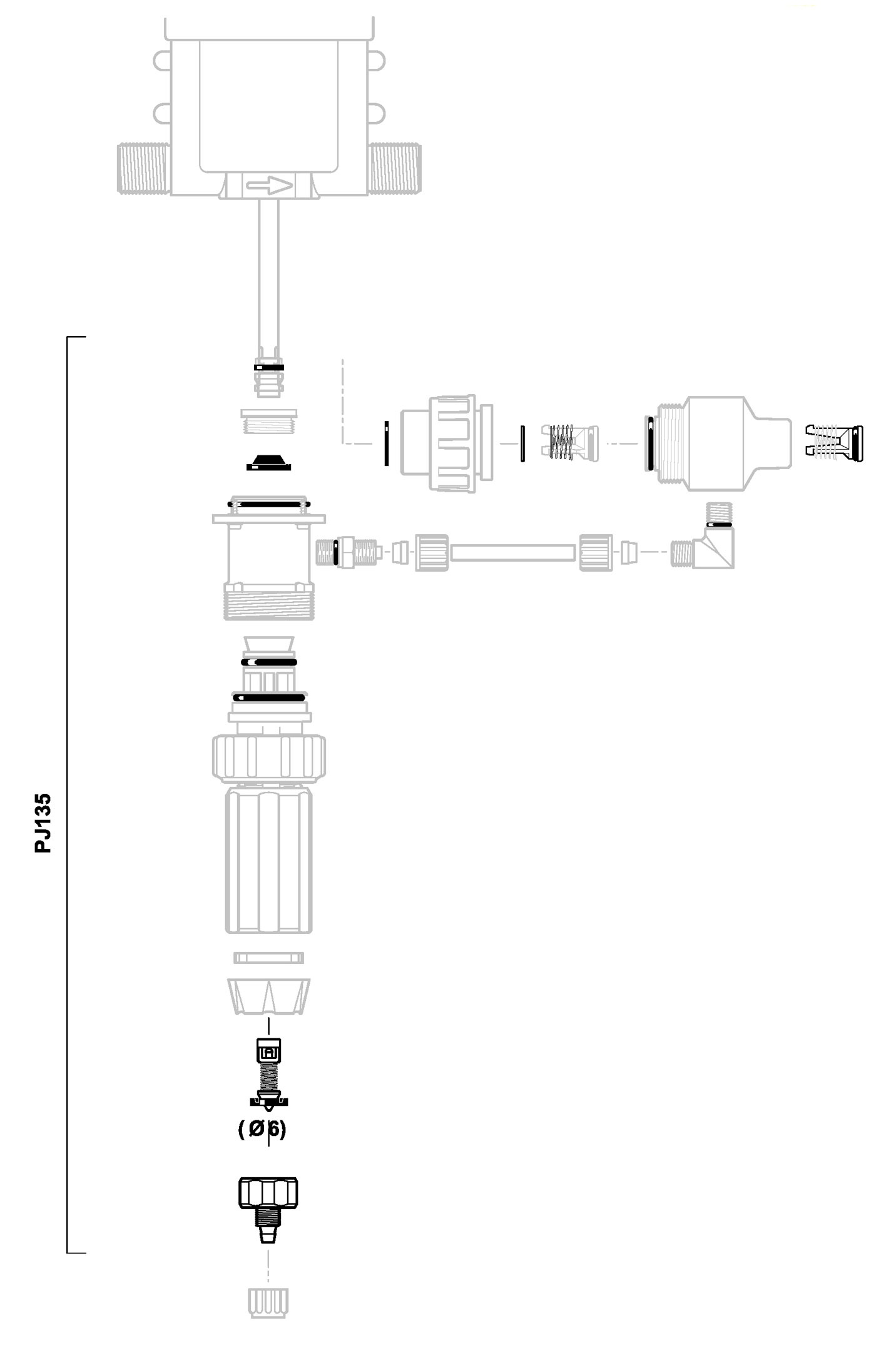 PJ135VF - kit dosing seals + valve + ribbed end piece in VF for D25RE2IE